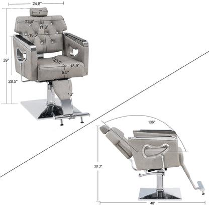 BarberPub Reclining Barber Chair for Hair Stylist, Hair Beauty Spa Salon Chair 8132