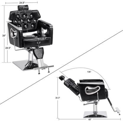 BarberPub Reclining Barber Chair for Hair Stylist, Hair Beauty Spa Salon Chair 8132