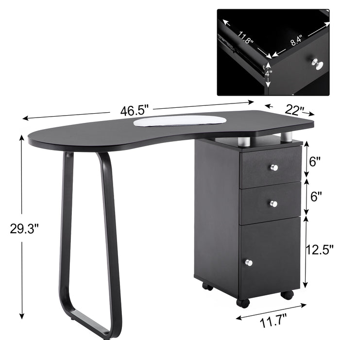 BarberPub Manicure Acetone Resistant Table Nail Table Spa Beauty Salon Nail Station Desk Nail Art Equipment 0422