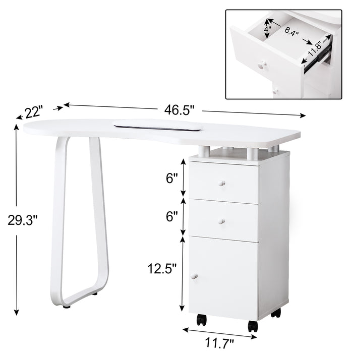 BarberPub Manicure Acetone Resistant Table Nail Table Spa Beauty Salon Nail Station Desk Nail Art Equipment 0422