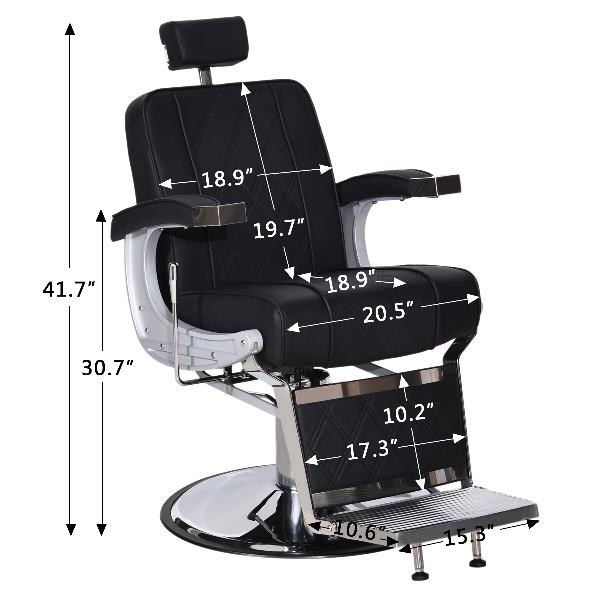 BarberPub Vintage Barber Chair Heavy Duty Metal Frame All Purpose Hydraulic Recline Beauty Salon Spa Equipment 3827