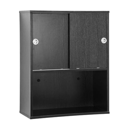 BarberPub Wall Mounted Styling Station with Sliding Door Salon Towel Hanging Cabinet 7136