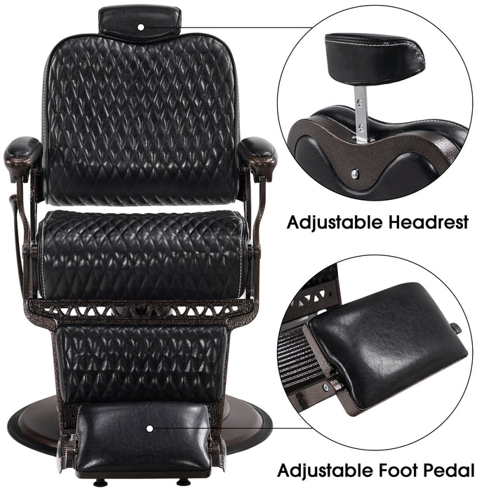 BarberPub Heavy Duty Metal Vintage Barber Chair All Purpose Reclining Hydraulic Pump Salon Beauty Spa Chair Hair Styling Equipment 9216