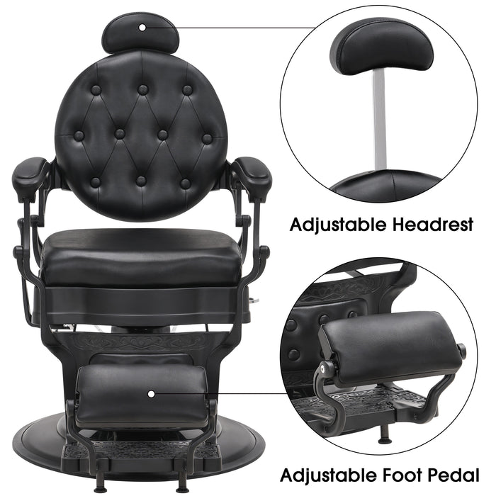 BarberPub Heavy Duty Metal Vintage Barber Chair All Purpose Hydraulic Recline Salon Beauty Spa Chair Styling Equipment 2933