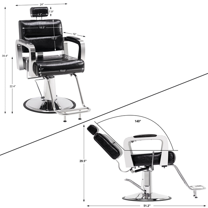 BarberPub Recliner Hydraulic Barber Chair Hair Spa Salon Styling Beauty Equipment 3127