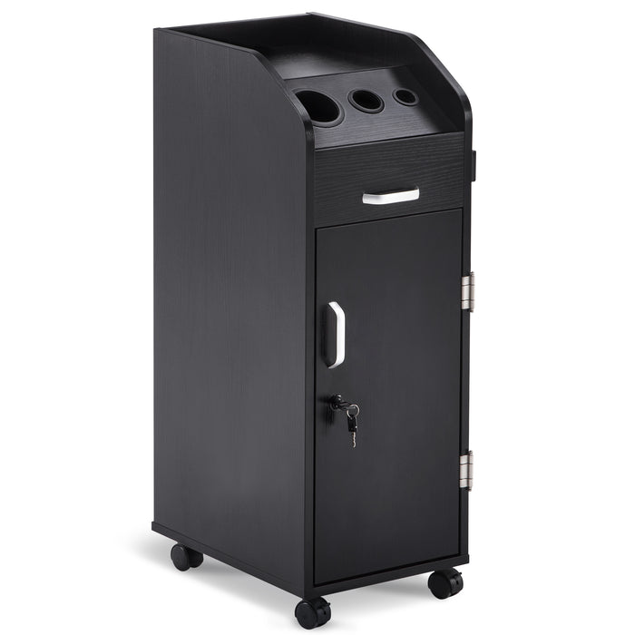 BarberPub Beauty Salon Trolley Storage Cart Hair Dryer Holder Stylist Equipment with Lockable Rolling Wheels, Drawer 2011