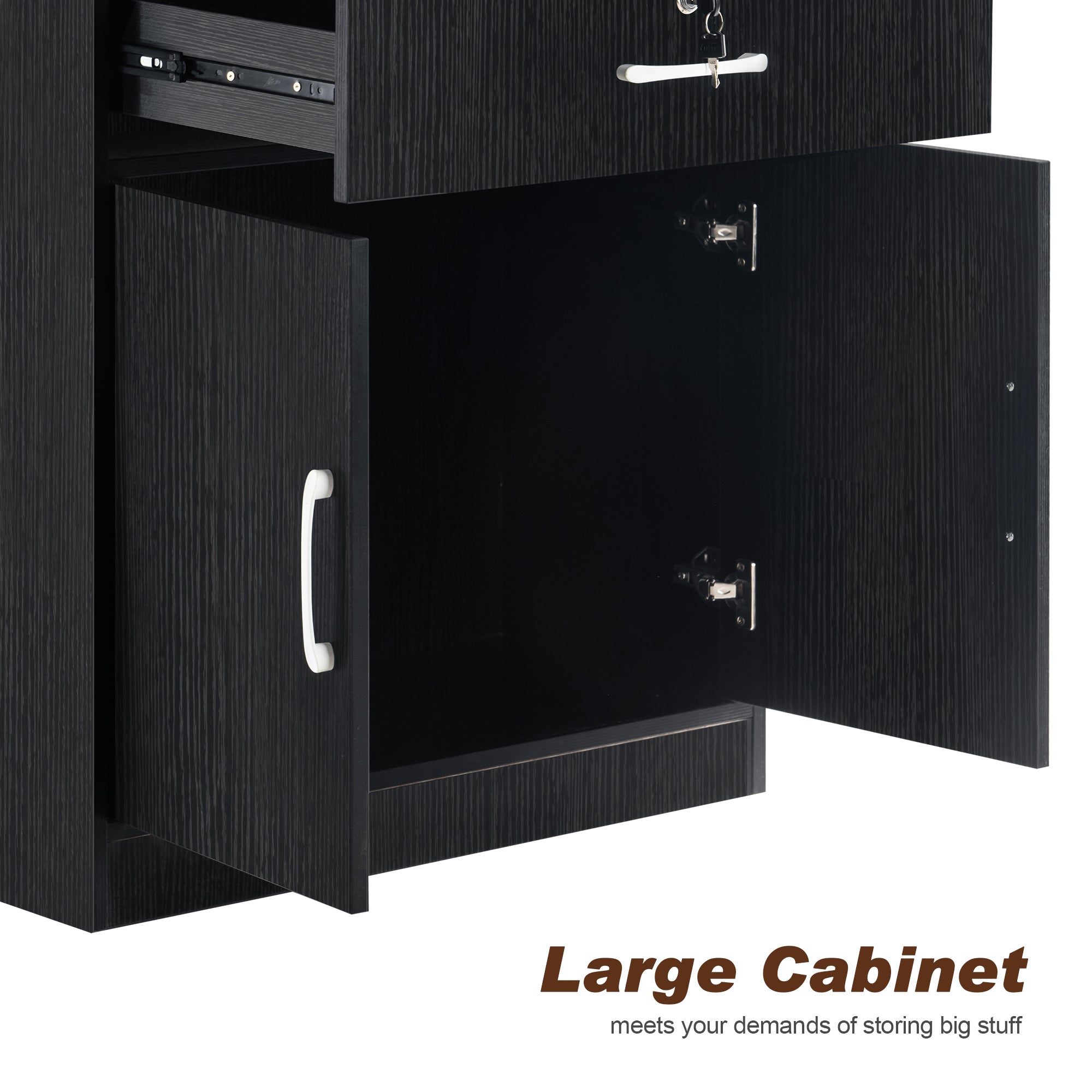 BarberPub Locking Storage Cabinet Barber Utility Beauty Salon Station with Holders 2032