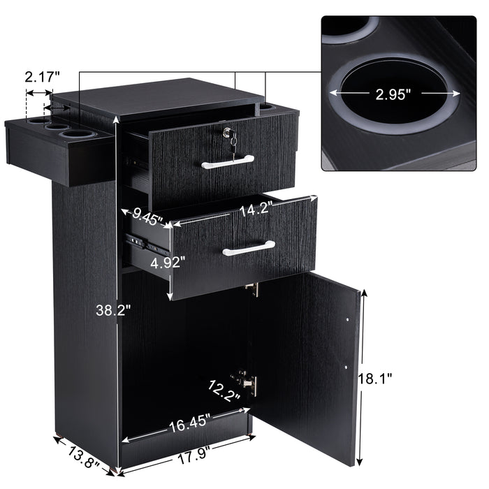 BarberPub Locking Beauty Salon Storage Station Cabinet  Hair Dryer Holder Stylist Equipment Drawer 2021