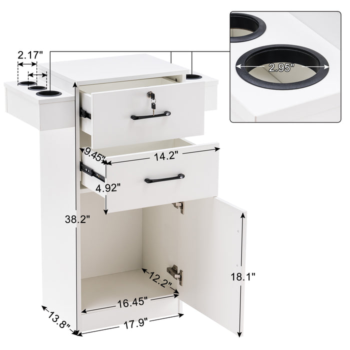 BarberPub Locking Beauty Salon Storage Station Cabinet  Hair Dryer Holder Stylist Equipment Drawer 2021