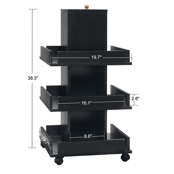 BarberPub Multi-functional Salon Trolley with Universal Wheels, 3-Tier Tool Storage Equipment, Mobile Beauty Cart 2038