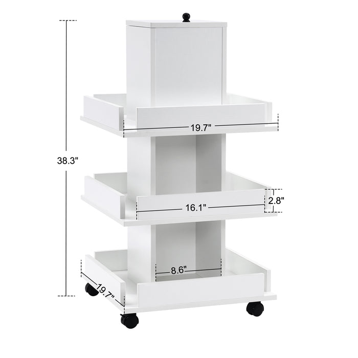 BarberPub Multi-functional Salon Trolley with Universal Wheels, 3-Tier Tool Storage Equipment, Mobile Beauty Cart 2038