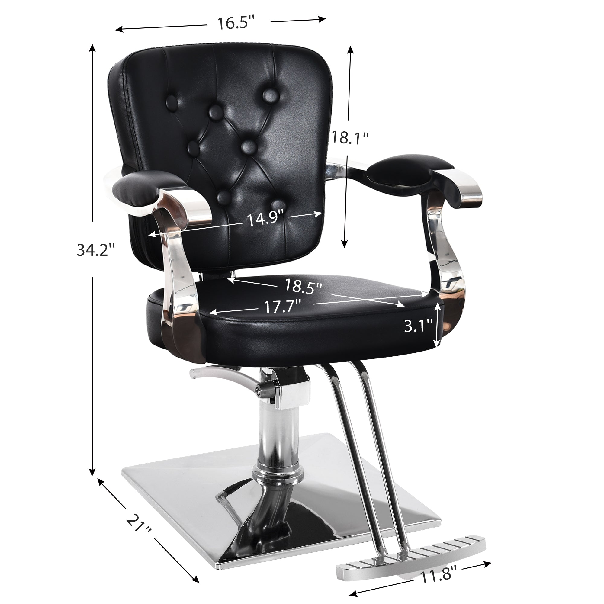 BarberPub Classic Salon Chair, Hydraulic Hair Salon Styling Beauty Equipment 2069