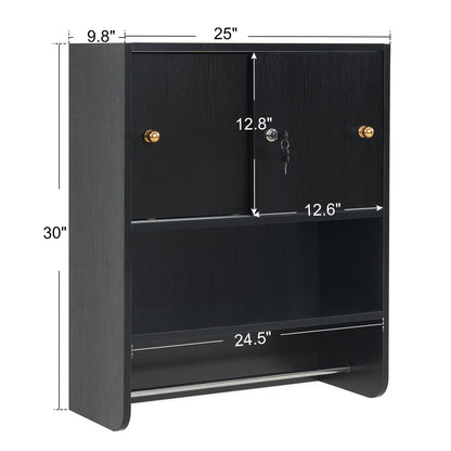 BarberPub Salon Wall Mounted Styling Station Beauty Cabinet with Sliding Doors 2204