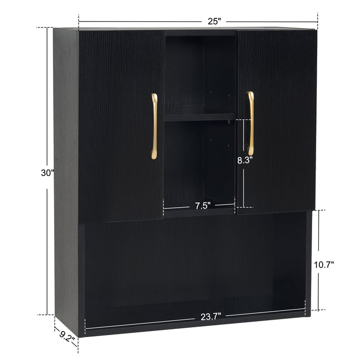 BarberPub Barber Wall Mounted Styling Cabinet with Doors and Hinge Salon Brief Cottage Hanging Cabinet for Spa 2205