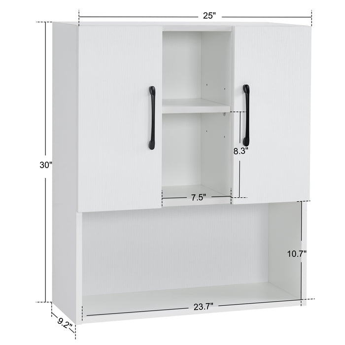 BarberPub Barber Wall Mounted Styling Cabinet with Doors and Hinge Salon Brief Cottage Hanging Cabinet for Spa 2205