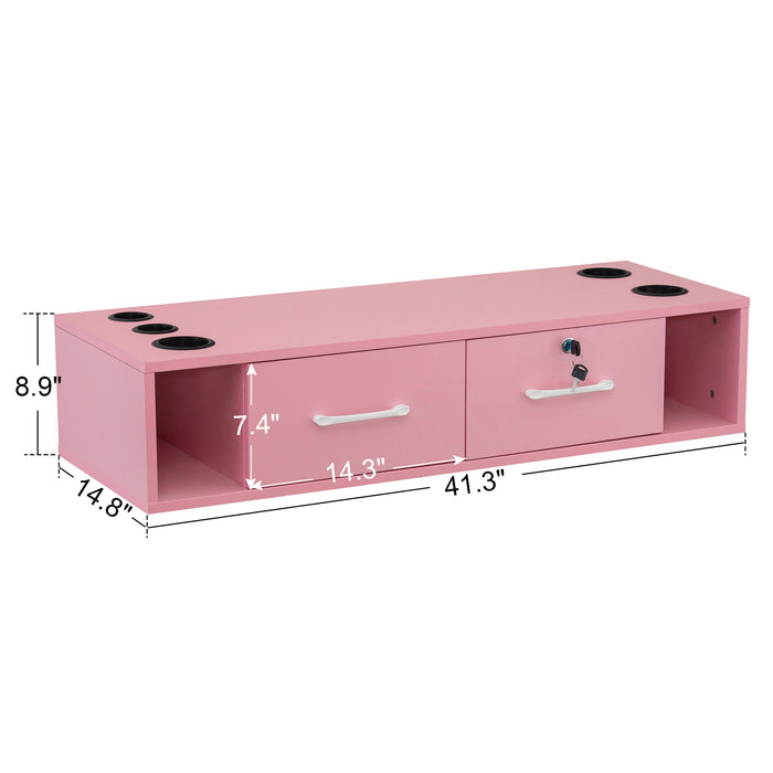 BarberPub Wall Mount Station with Drawers Styling Cabinet Open Storage Beauty Salon Spa Equipment 2502