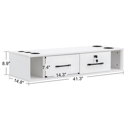 BarberPub Wall Mount Station with Drawers Styling Cabinet with Open Storage 2502