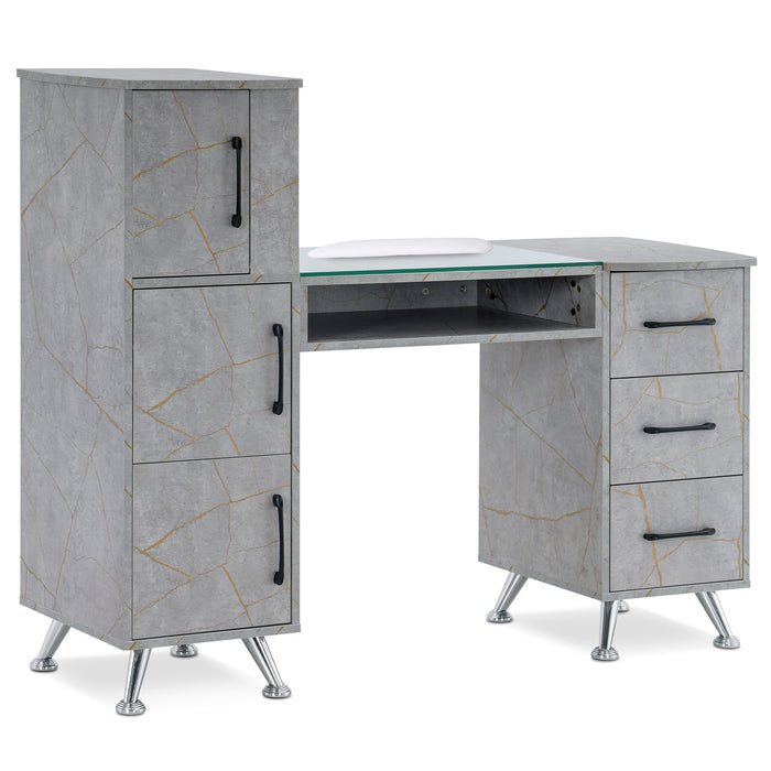 BarberPub Manicure Table, Nail Makeup Desk with Drawers, Storage Beauty Salon Workstation 2611