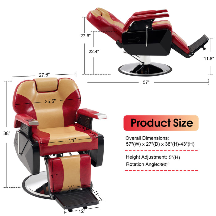 BarberPub Hydraulic Recline Barber Chair All Purpose Salon Beauty Spa Styling Equipment 2688