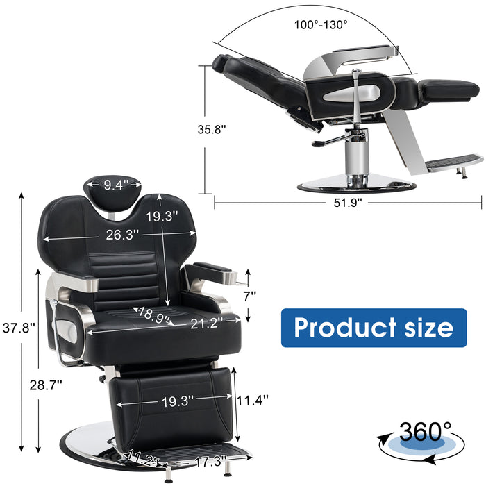 BarberPub Heavy Duty Hydraulic Barber Chair Reclining Antique Classic Barber Salon Styling Equipment 2916