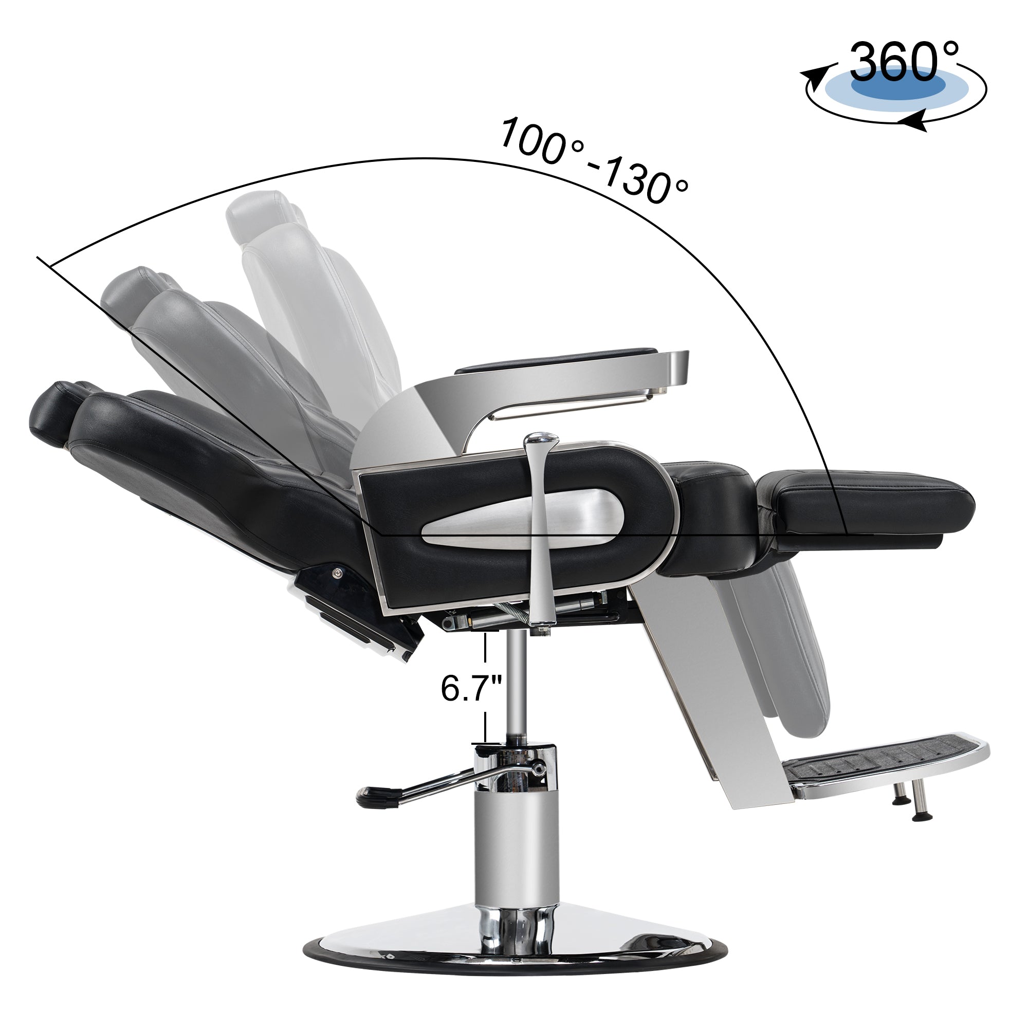 BarberPub Heavy Duty Hydraulic Barber Chair Reclining Antique Classic Barber Salon Styling Equipment 2916