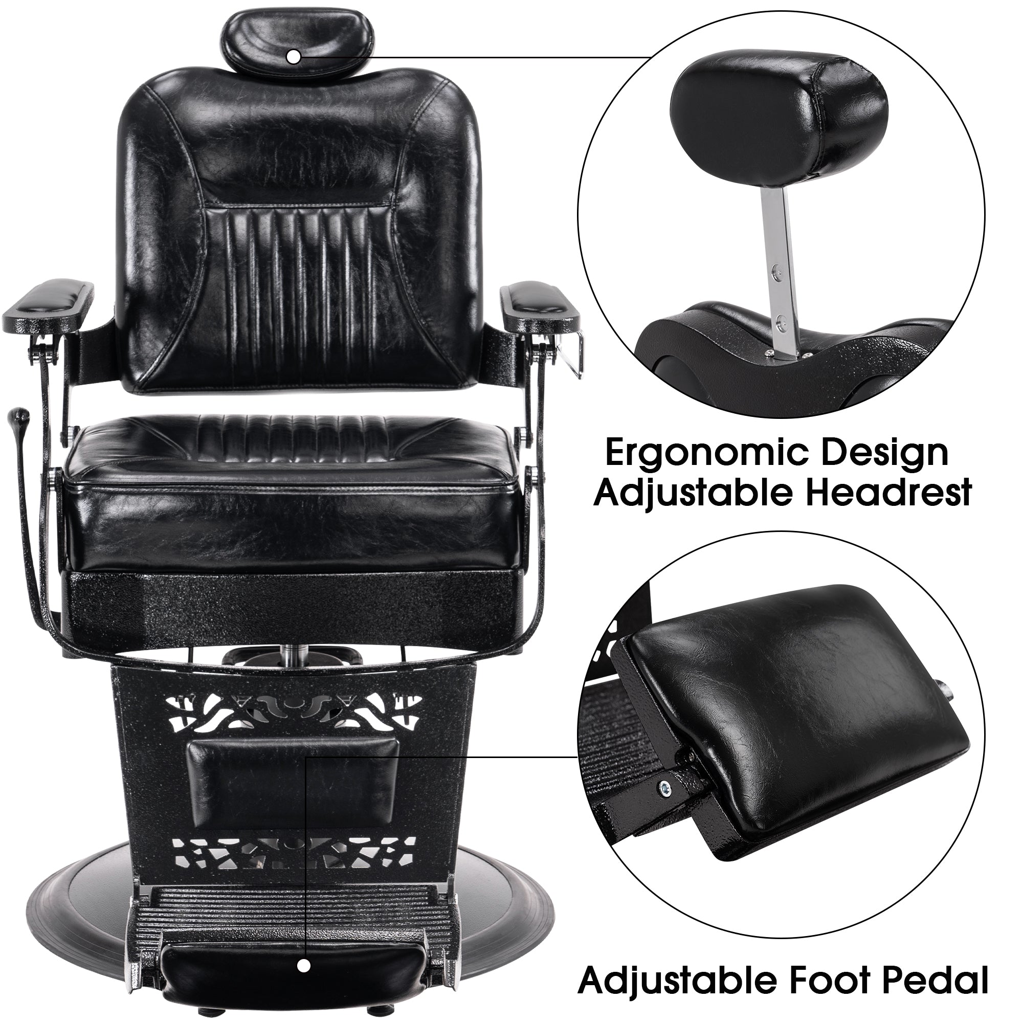 BarberPub Reclining Barber Chair, All Purpose Hydraulic Hair Stylist Salon Chair 2925