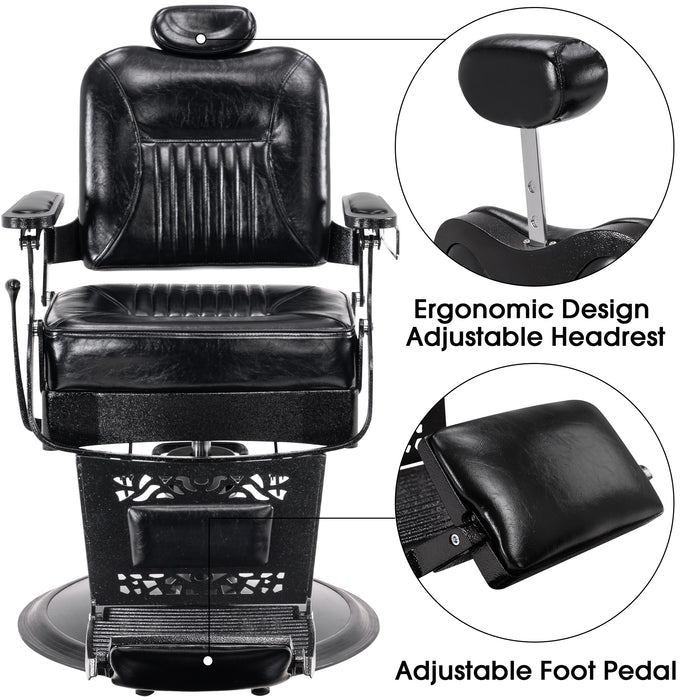 BarberPub Heavy Duty Metal Vintage Barber Chair All Purpose Hydraulic Recline Salon Beauty Spa Chair Styling Equipment 2925