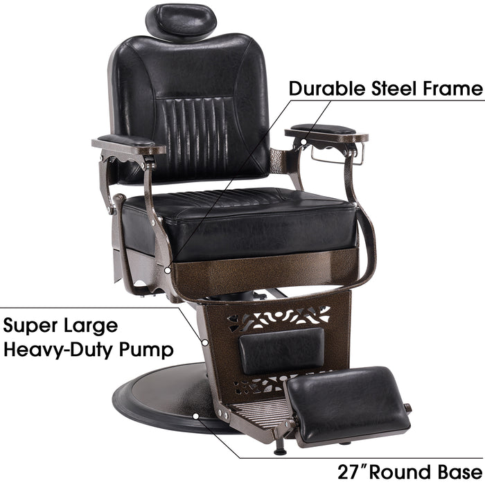 BarberPub Heavy Duty Metal Vintage Barber Chair All Purpose Hydraulic Recline Salon Beauty Spa Chair Styling Equipment 2925