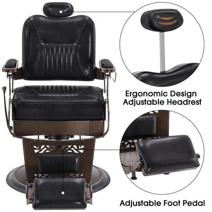 BarberPub Reclining Barber Chair, All Purpose Hydraulic Hair Stylist Salon Chair 2925