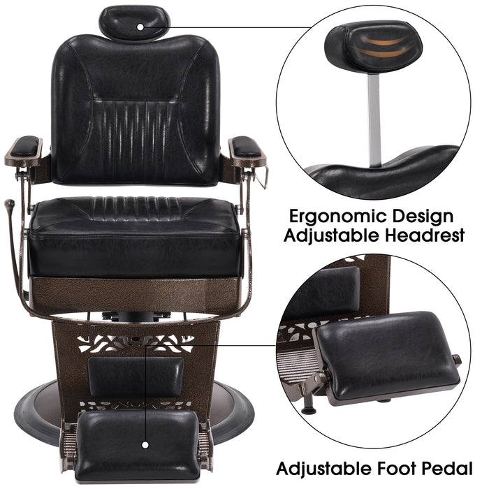 BarberPub Heavy Duty Metal Vintage Barber Chair All Purpose Hydraulic Recline Salon Beauty Spa Chair Styling Equipment 2925