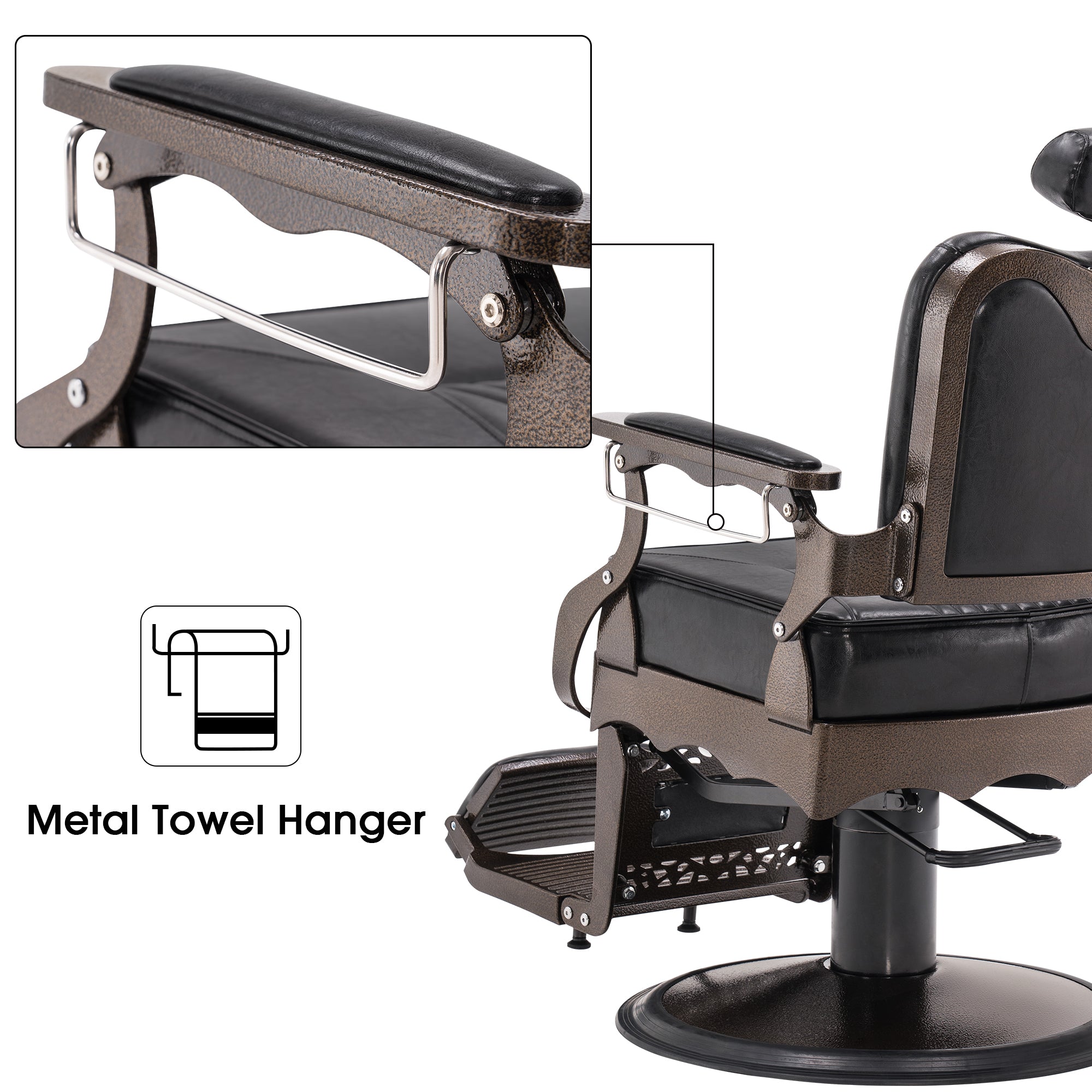 BarberPub Reclining Barber Chair, All Purpose Hydraulic Hair Stylist Salon Chair 2925