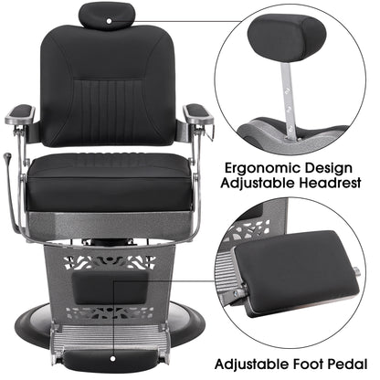 BarberPub Reclining Barber Chair, All Purpose Hydraulic Hair Stylist Salon Chair 2925