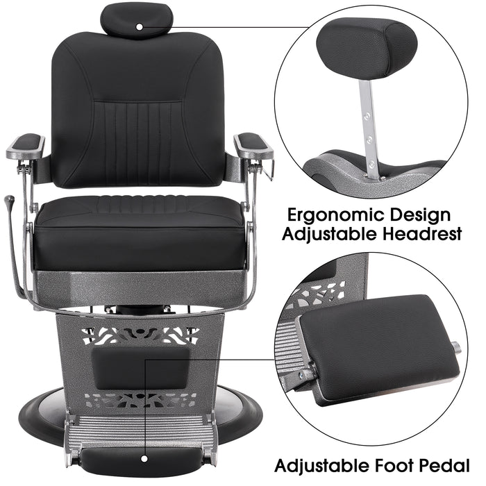 BarberPub Heavy Duty Metal Vintage Barber Chair All Purpose Hydraulic Recline Salon Beauty Spa Chair Styling Equipment 2925