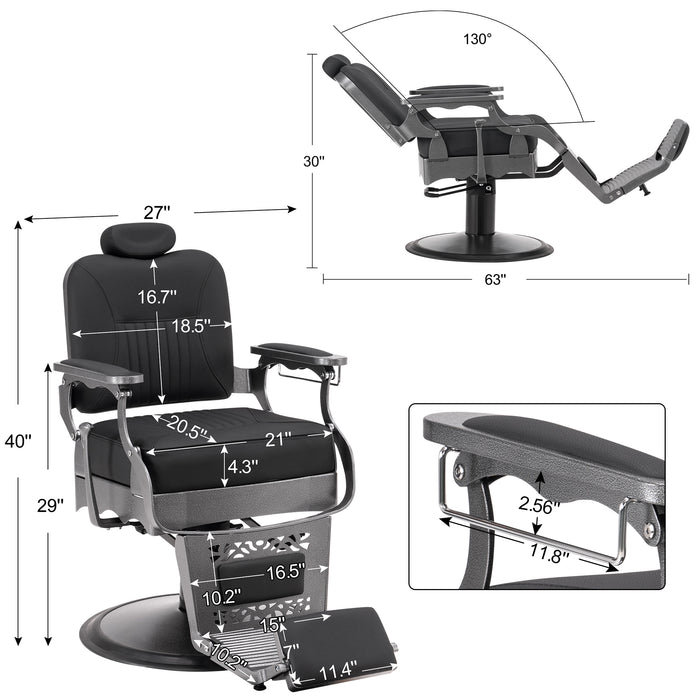 BarberPub Heavy Duty Metal Vintage Barber Chair All Purpose Hydraulic Recline Salon Beauty Spa Chair Styling Equipment 2925