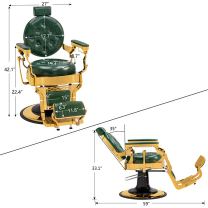 BarberPub Vintage Barber Chair Heavy Duty Metal Frame Hydraulic Recline Equipment 2947