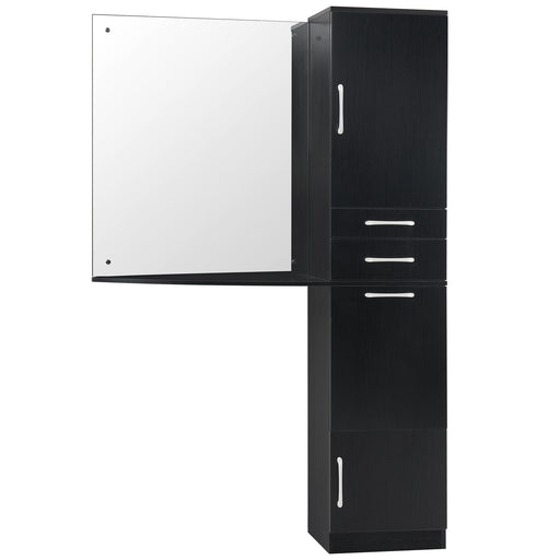 BarberPub Wall Mount Mirror Station Storage Cabinet with Drawers and Shelf Salon Equipment 3034