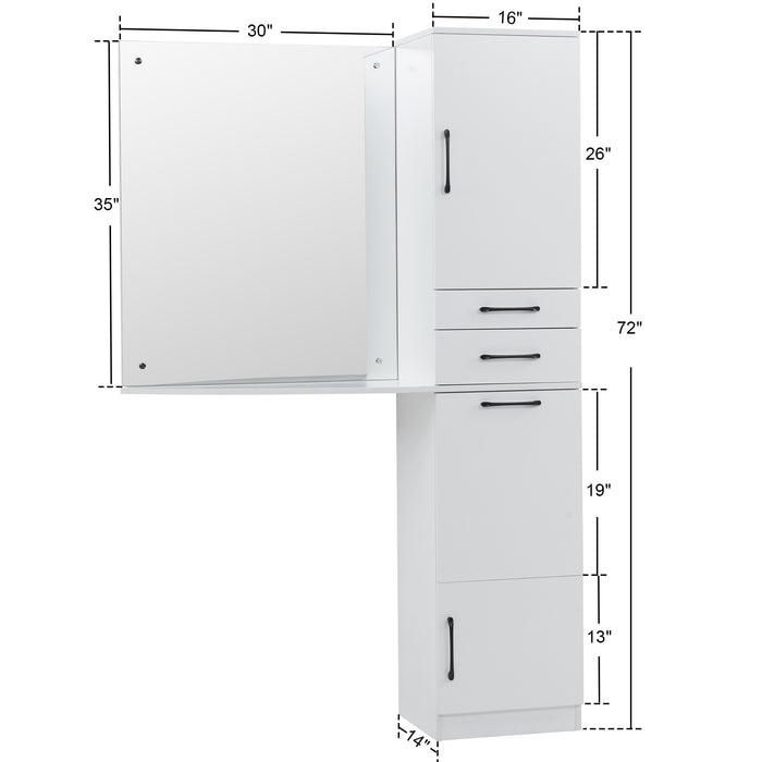 BarberPub Wall Mount Mirror Station Storage Cabinet with Drawers and Shelf Salon Equipment 3034