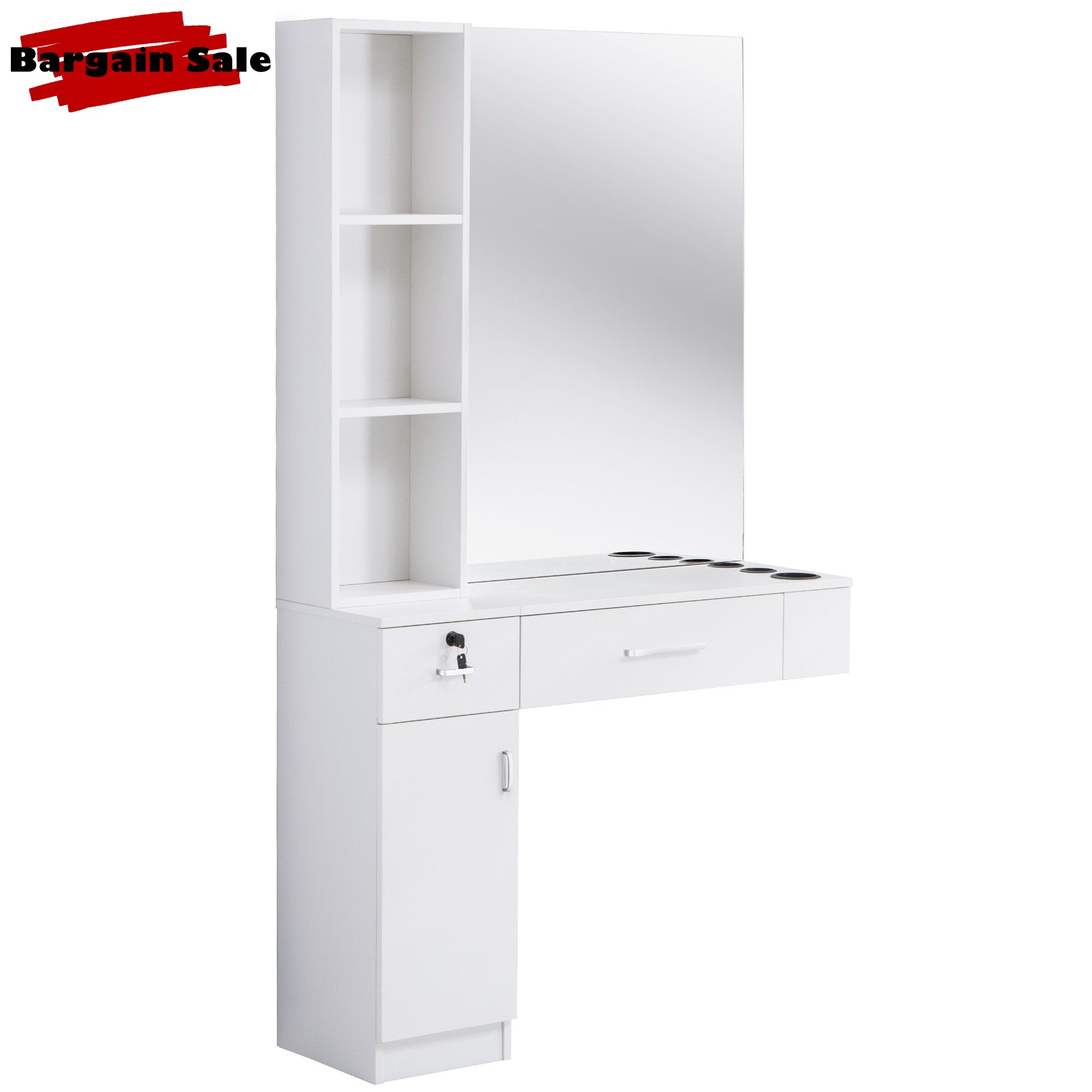 BarberPub Wall Mount Hair Styling Barber Station with Mirror Beauty Salon Spa Equipment 3036