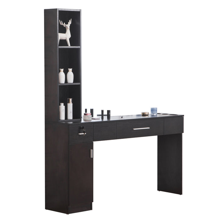 BarberPub Locking Wall Mount Hair Styling Barber Station  Dressing Table without Mirror 3046BK-1-2