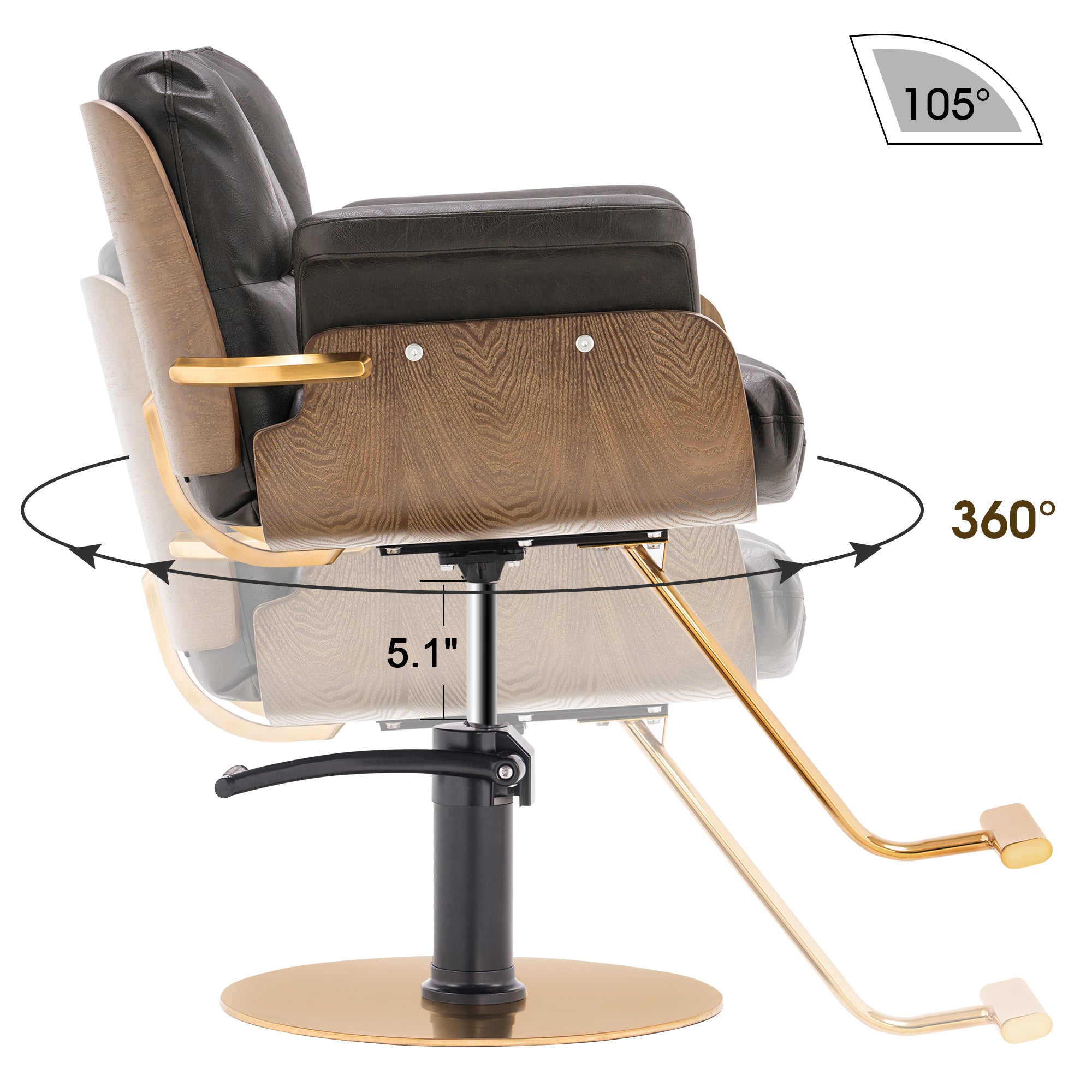 BarberPub Ins Salon Chair, Hydraulic Hair Cutting Styling Chair for Hair Stylist 3071