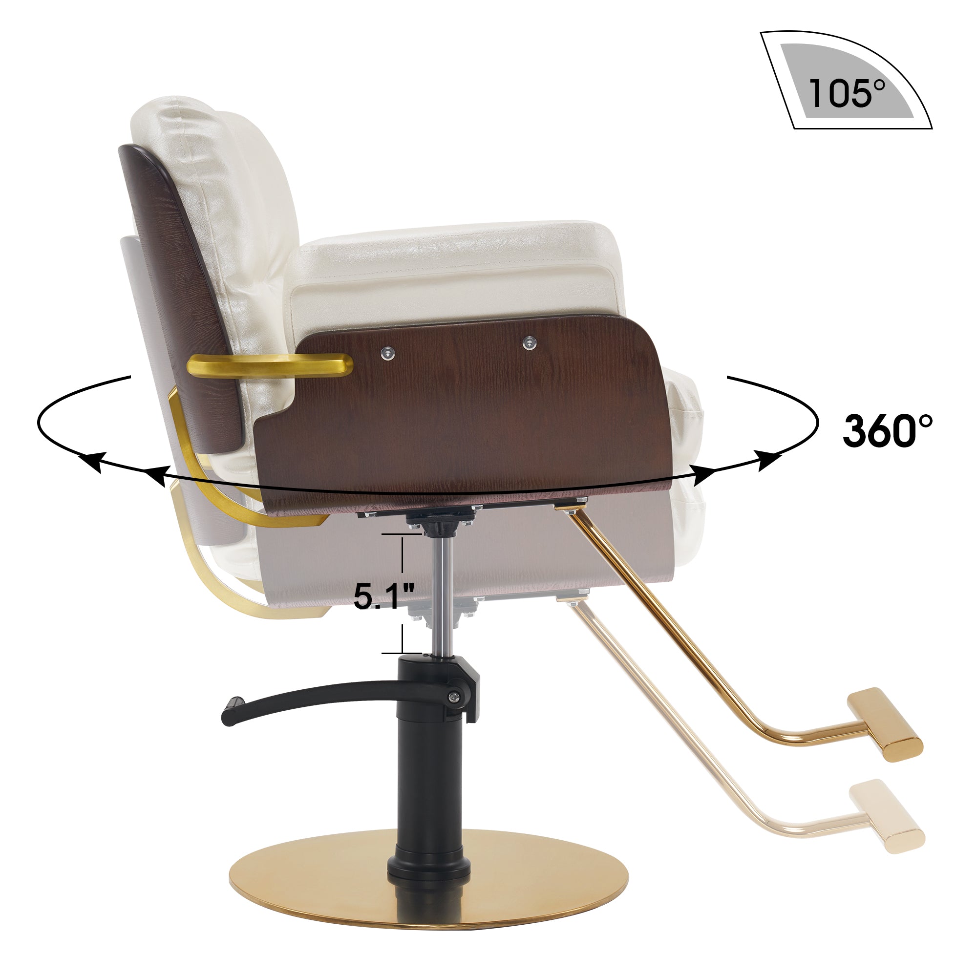 BarberPub Ins Salon Chair, Hydraulic Hair Cutting Styling Chair for Hair Stylist 3071