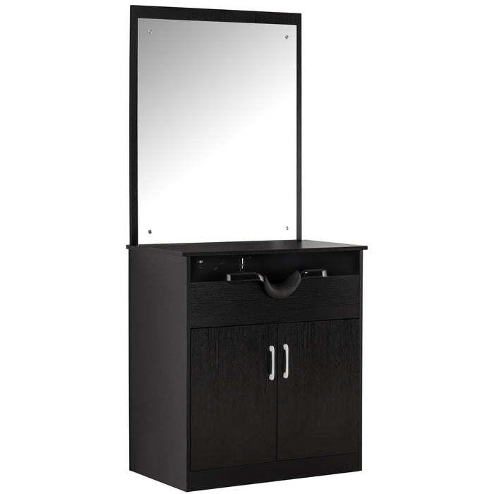 BarberPub Backwash Shampoo Bowl Sink Chair Station with Mirror Salon Styling Cabinet Spa Equipment 3130