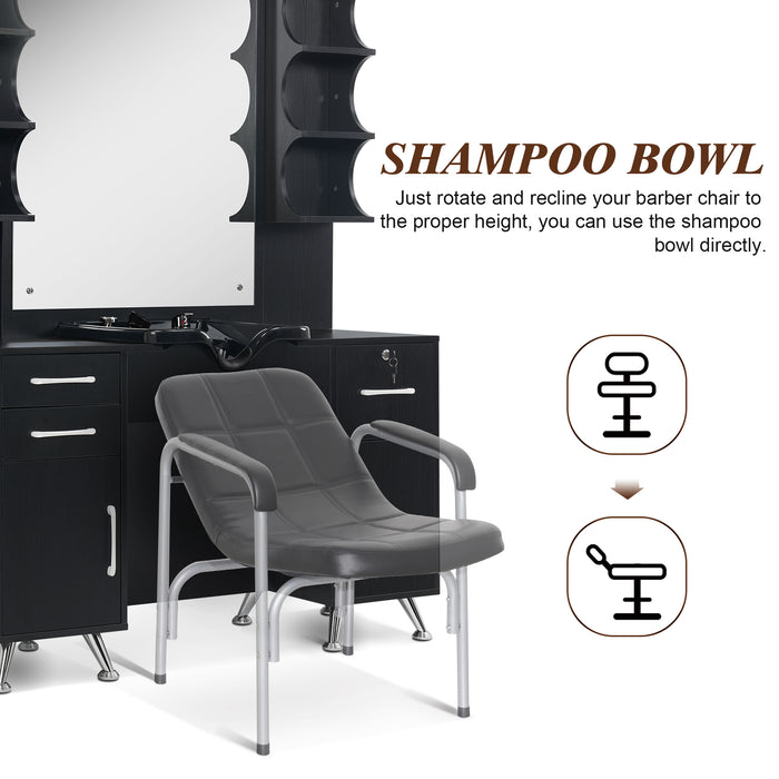 BarberPub Backwash Shampoo Bowl Cabinet, Wall Mount Station with Mirror, Storage Cabinet with Drawers & Shelf Salon Equipment 3141
