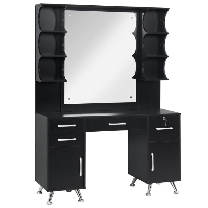 BarberPub Vanity Set with Mirror Make up Table Spa Beauty Styling Barber Station Equipment 3143