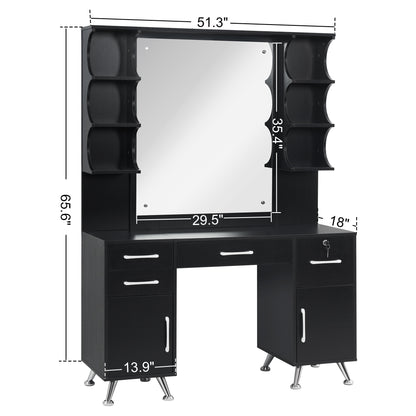 BarberPub Vanity Set with Mirror Make up Table Spa Styling Station 3143