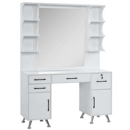 BarberPub Vanity Set with Mirror Make up Table Spa Styling Station 3143