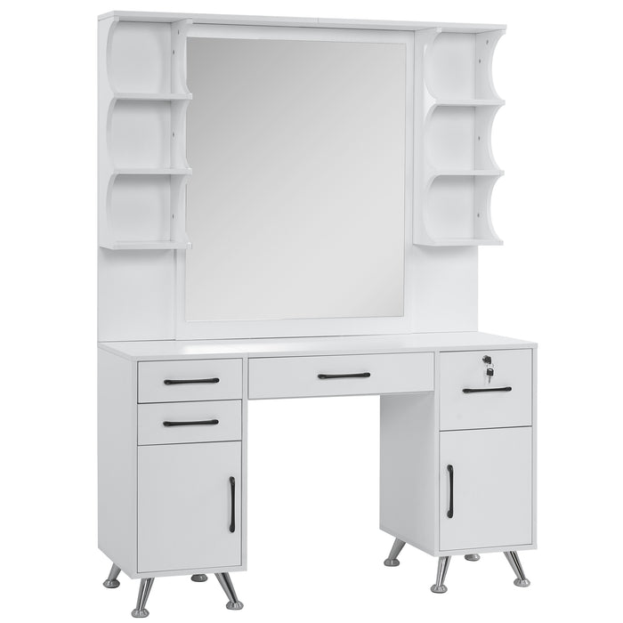 BarberPub Vanity Set with Mirror Make up Table Spa Beauty Styling Barber Station Equipment 3143