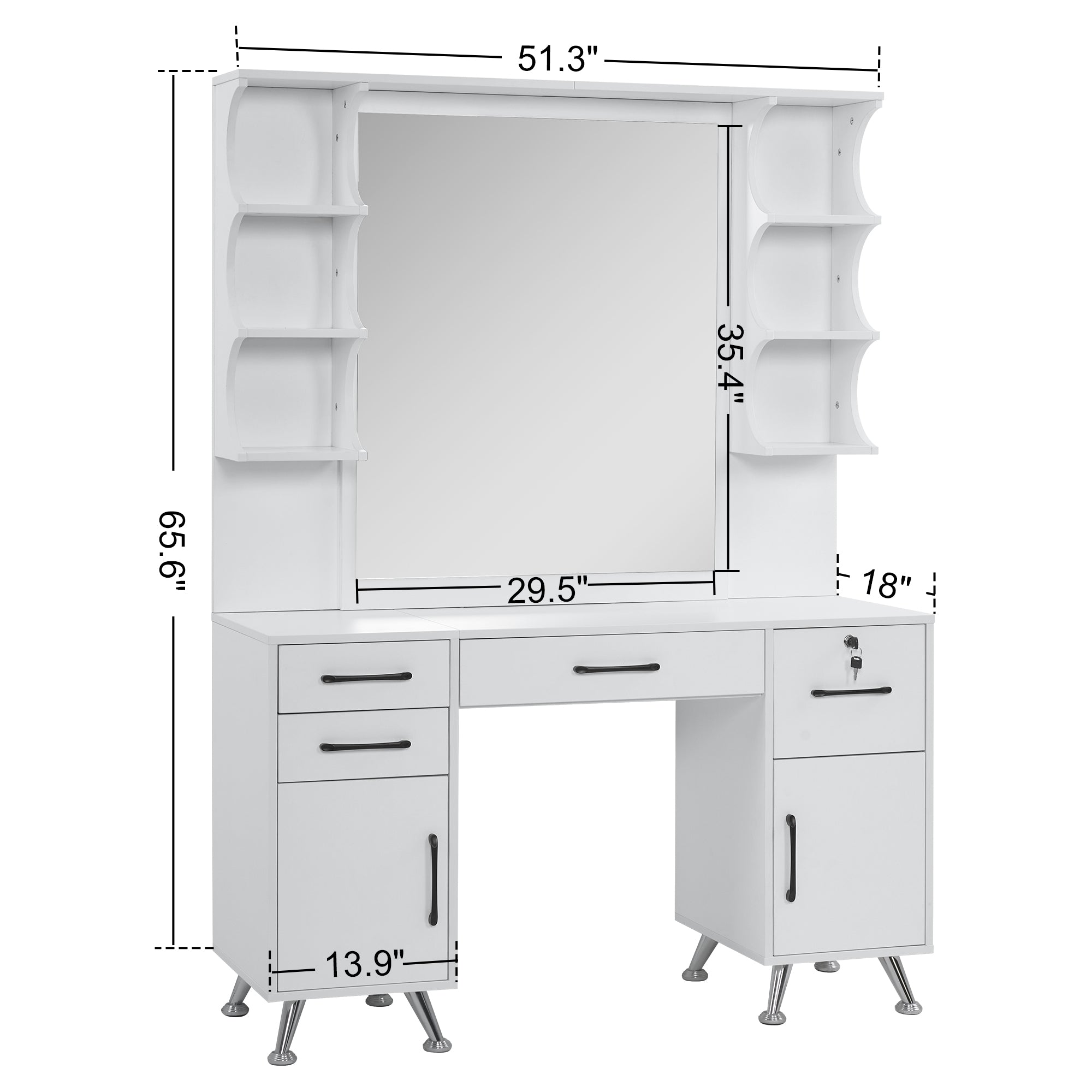 BarberPub Vanity Set with Mirror Make up Table Spa Styling Station 3143