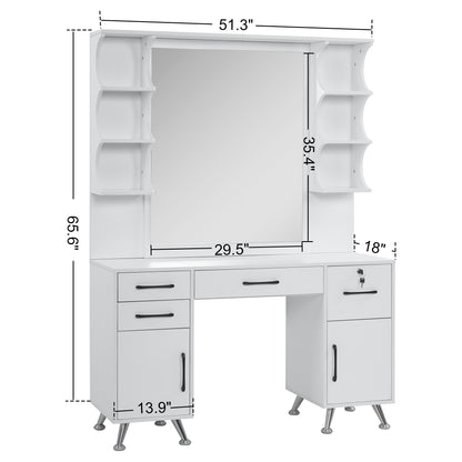 BarberPub Vanity Set with Mirror Make up Table Spa Styling Station 3143