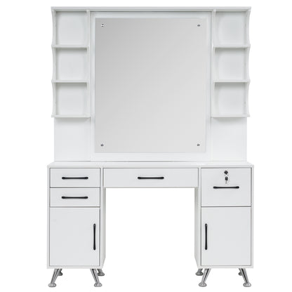 BarberPub Vanity Set with Mirror Make up Table Spa Styling Station 3143